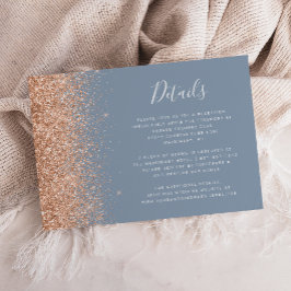 Cartão De Informações Detalhes do Casamento Azul Peach Glitter Dusty