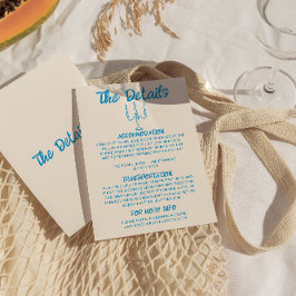 Cartão De Informações Detalhes do Casamento Azul Quirky Desenhado Na Mão