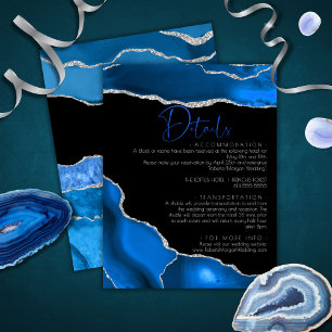 Cartão De Informações Detalhes do casamento azul Real da Marble Agate