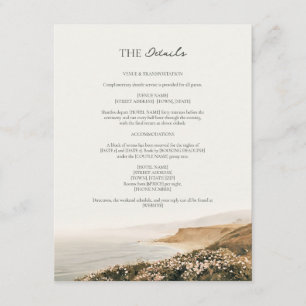 Cartão De Informações Detalhes do Casamento Beach Rose Cape Cod à Beira-