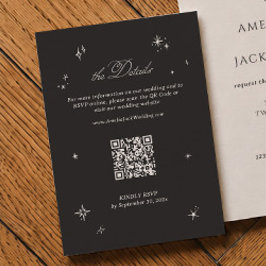 Cartão De Informações Detalhes do Casamento Black Moody Código Qr