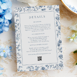 Cartão De Informações Detalhes do Casamento Blue Chinoiserie