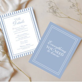 Cartão De Informações Detalhes do Casamento Blue Dusty Old Money Enclosu