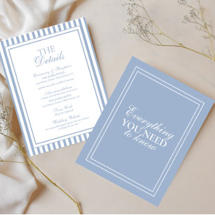 Cartão De Informações Detalhes do Casamento Blue Dusty Old Money Enclosu