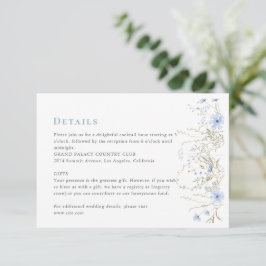 Cartão De Informações Detalhes do Casamento Blue Wildflower Periwinkle