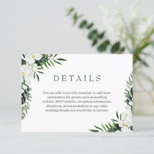 Cartão De Informações Detalhes do Casamento Boêmico das Orquídeas Bran
