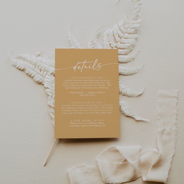 Cartão De Informações Detalhes do Casamento Boho Chic Yellow Marigold (Criador carregado)