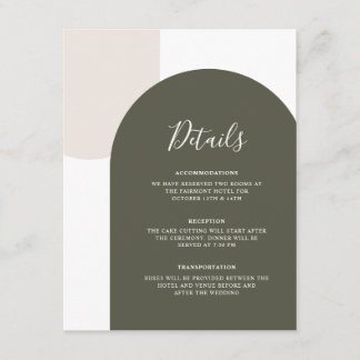 Cartão De Informações Detalhes do Casamento Boho com Arco Minimalista em