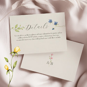Cartão De Informações Detalhes do Casamento Boho com Flores Silvestres
