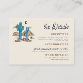 Cartão De Informações Detalhes do Casamento Boho Deserto Cacto Retro Ari