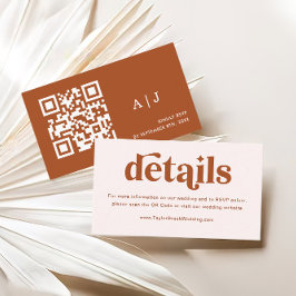 Cartão De Informações Detalhes do Casamento Boho Retro Terracotta