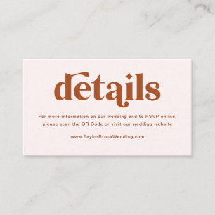 Cartão De Informações Detalhes do Casamento Boho Retro Terracotta