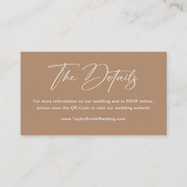 Cartão De Informações Detalhes do Casamento Boho Taupe