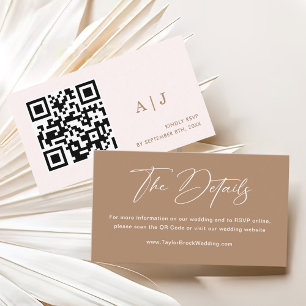 Cartão De Informações Detalhes do Casamento Boho Taupe