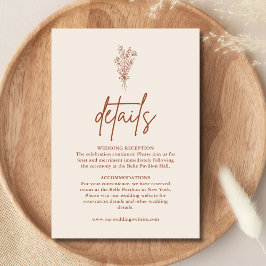 Cartão De Informações Detalhes do Casamento Boho Terracota Laranja Queim