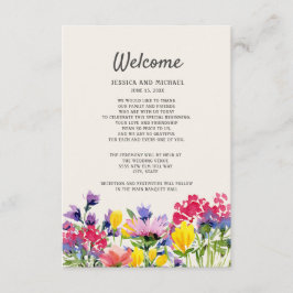 Cartão De Informações Detalhes do Casamento Boho Watercolor Floral