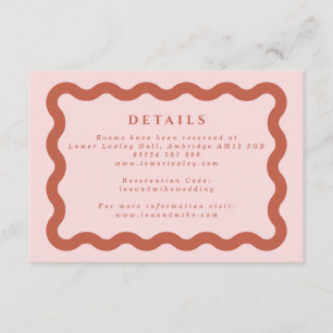 Cartão De Informações Detalhes do Casamento Boho Wavy Frame Blush & Terr