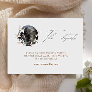 Cartão De Informações Detalhes do Casamento Botânico Celestial Boho Moon