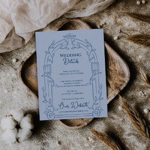 Cartão De Informações Detalhes do Casamento Botânico com Arco Ornamentad