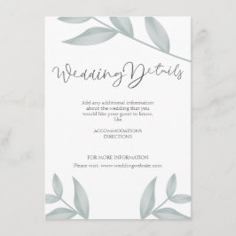 Cartão De Informações Detalhes do Casamento Botânico da Caligrafia Elega