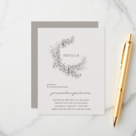 Cartão De Informações Detalhes do Casamento Botânico de Arte Fina