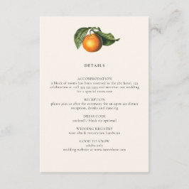 Cartão De Informações Detalhes do Casamento Botânico de Citros de Limão 