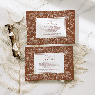 Cartão De Informações Detalhes do Casamento Botânico de Terracotta Minim