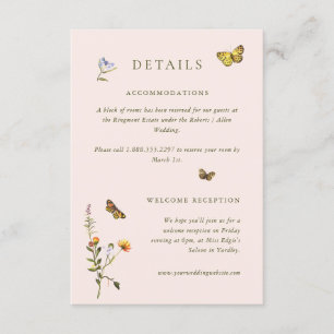Cartão De Informações Detalhes do Casamento Botânico de Woodland Boho Vi