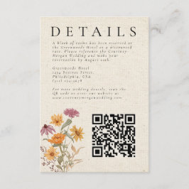 Cartão De Informações Detalhes do Casamento Botânico do Jardim de Flores