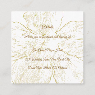 Cartão De Informações Detalhes do Casamento Botânico Floral Dourado Encl