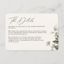 Cartão De Informações Detalhes do Casamento Botânico Simples Verde