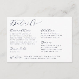 Cartão De Informações Detalhes do Casamento Branco Clássico da Caligrafi