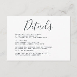 Cartão De Informações Detalhes do Casamento Branco da Caligrafia Simples