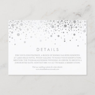 Cartão De Informações Detalhes do Casamento Branco da Faux Silver Foil C