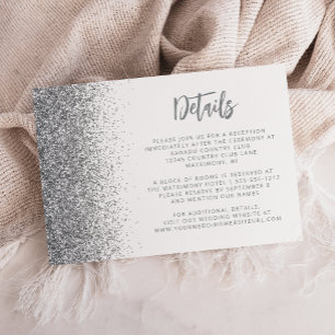 Cartão De Informações Detalhes do Casamento Branco de Script de Lâmpada