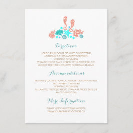 Cartão De Informações Detalhes do Casamento Branco dos Tesouros Submarin