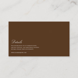 Cartão De Informações Detalhes do Casamento Branco e Castanho Elegante