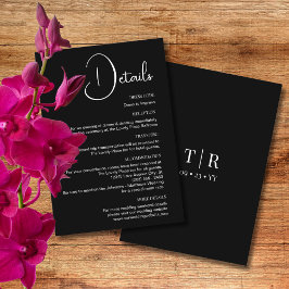 Cartão De Informações Detalhes do Casamento Branco e Preto da Simplicida