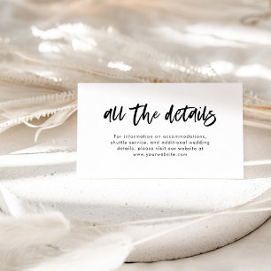 Cartão De Informações Detalhes do Casamento Branco e Preto do Script Cas