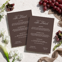 Cartão De Informações Detalhes do Casamento Brown