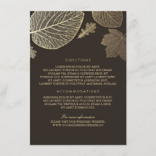 Cartão De Informações Detalhes do Casamento Brown de Folhas Douradas - I