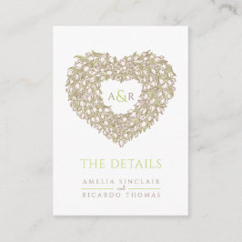 Cartão De Informações Detalhes do casamento buquê de tulipa monograma ve