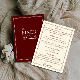 Cartão De Informações Detalhes do Casamento Burgundy Listras de Marfim O