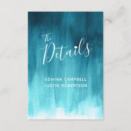 Cartão De Informações Detalhes do casamento: carta verde-azul-teal