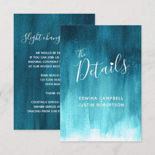 Cartão De Informações Detalhes do casamento: carta verde-azul-teal