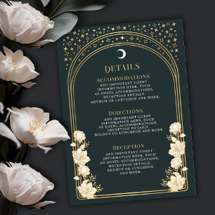 Cartão De Informações Detalhes do Casamento Celestial Elegante Art Nouve