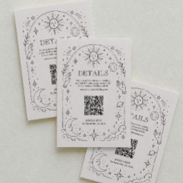 Cartão De Informações Detalhes do Casamento Celestial Vintage Código Qr