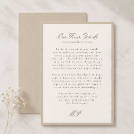 Cartão De Informações Detalhes do Casamento Champagne Taupe