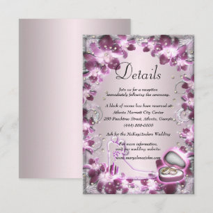 Cartão De Informações Detalhes do Casamento Chic Floral de Trendy Purple