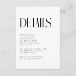 Cartão De Informações Detalhes do Casamento Chic Minimalista
